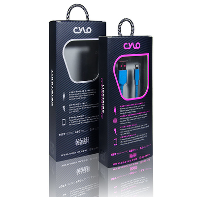 Hộp cửa sổ trong suốt sang trọng Logo tùy chỉnh Hộp bao bì cáp USB có tay cầm