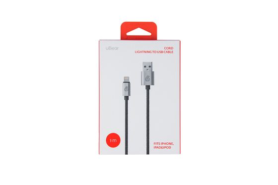 Hộp đóng gói cáp dữ liệu USB giấy màu tùy chỉnh của SGS có móc