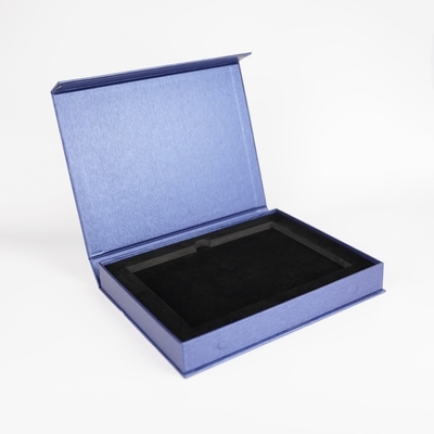 Logo tùy chỉnh Blue Clamshell Cổ lưu trữ Gift Book Shape Packaging Box With EVA Tray