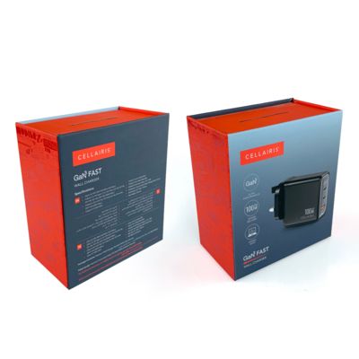 Hộp đóng gói bộ sạc có khóa từ tính MOQ thấp Hộp giấy đóng gói linh kiện điện tử có móc