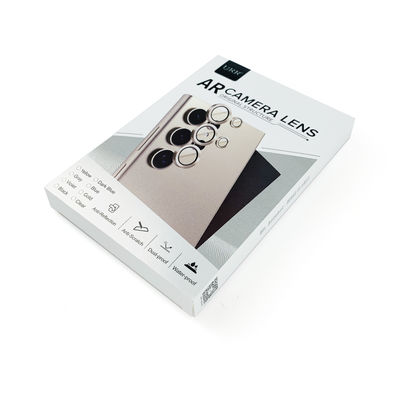 Giấy bạc được in tùy chỉnh Có thể gập lại Vỏ bảo vệ ống kính máy ảnh Máy ảnh Hộp đóng gói kính cường lực có cửa sổ